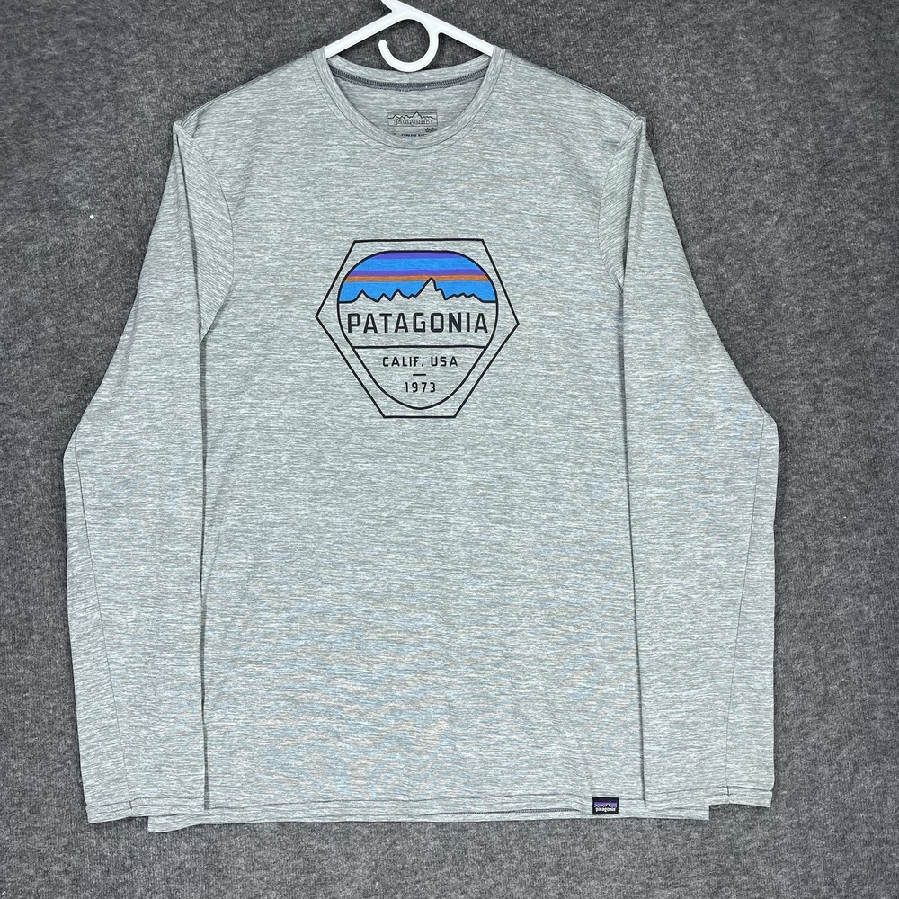 Patagonia Capilene Daily Long Sleeved Graphic T-Shirt Mens M Gray